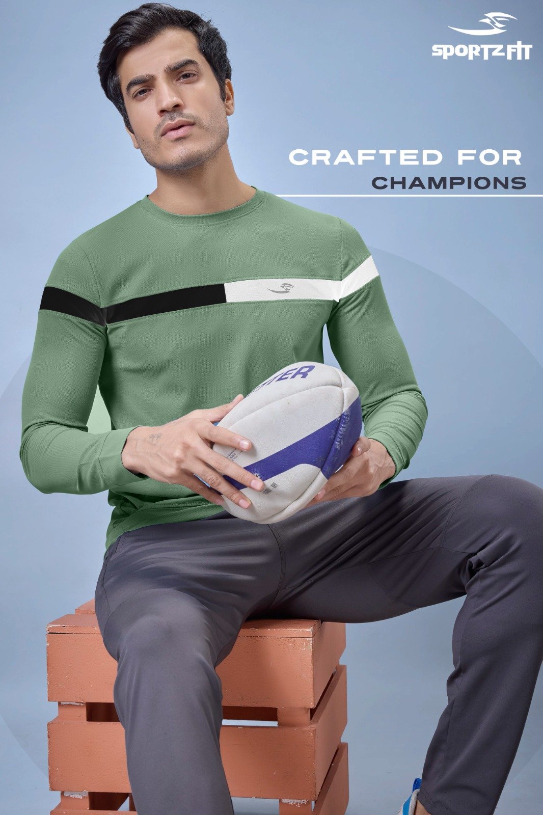 Men Round Neck Full Sleeve T-Shirt - Sage Green  | L | SBT60